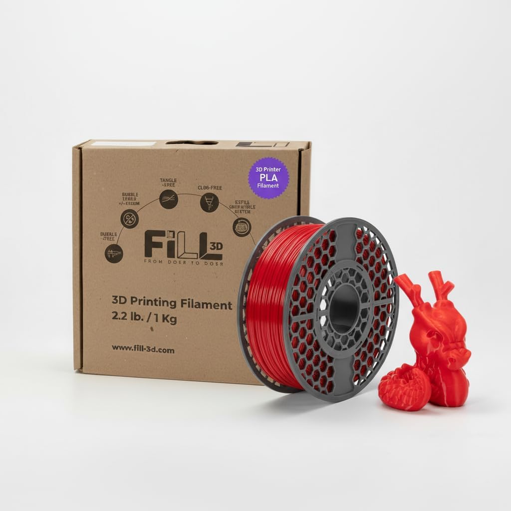 FILL-3D Red PETG Filament 1.75mm, Strong Durable 1kg 3D Printer Spool