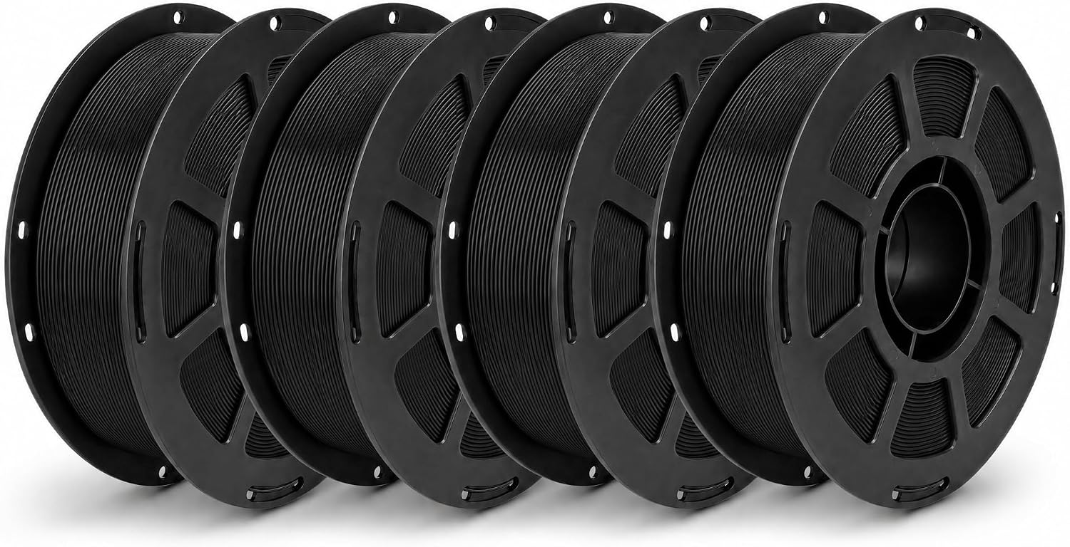 PLA+ Filament 1kg(2.2lbs)/Spool 1.75mm ±0.02 Black(4pcs)
